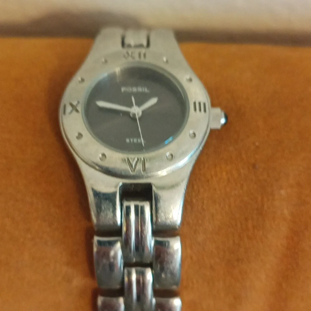 Fossil Steel Watch with Black Face